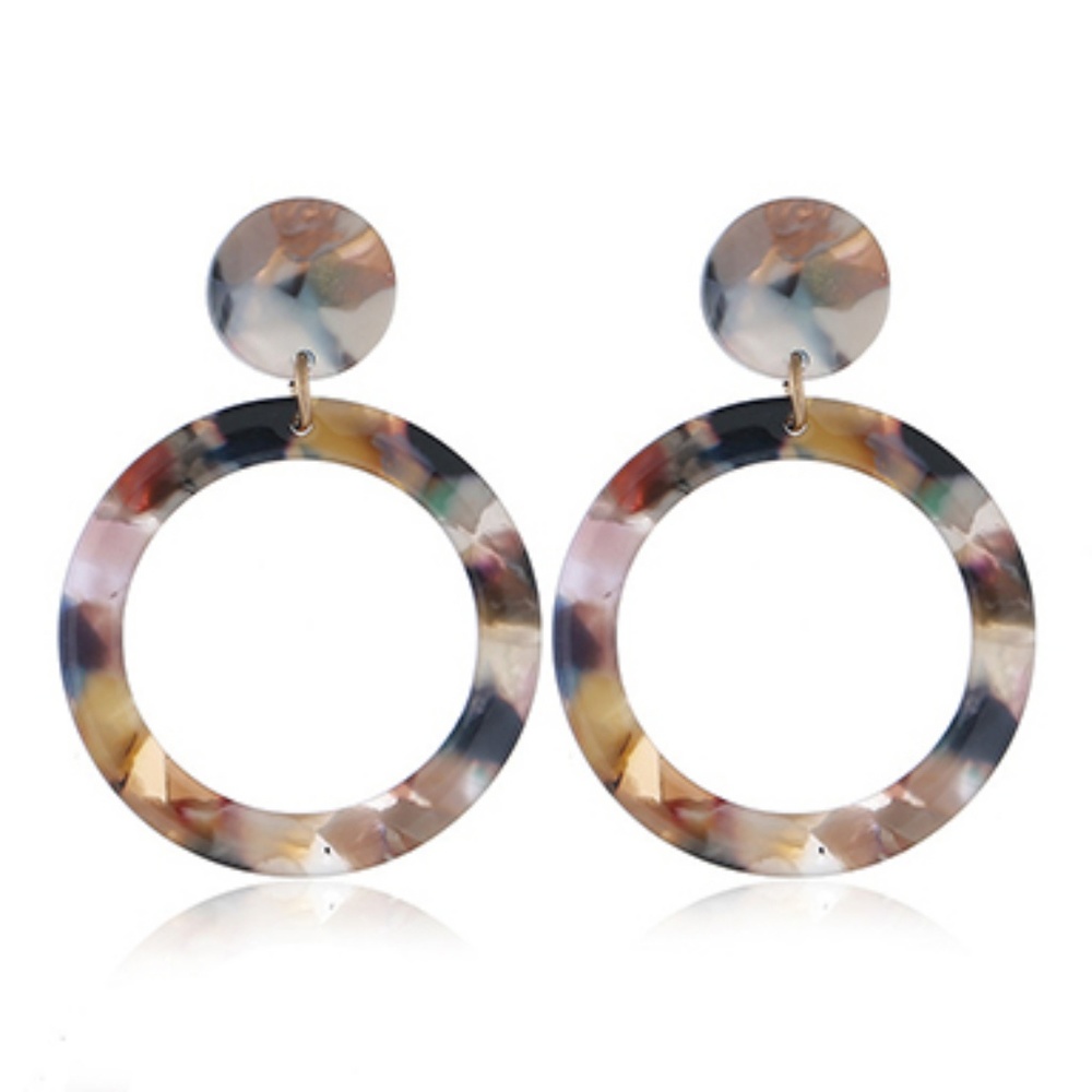 Acrylic Hoop Dangle Earrings Multi-Color